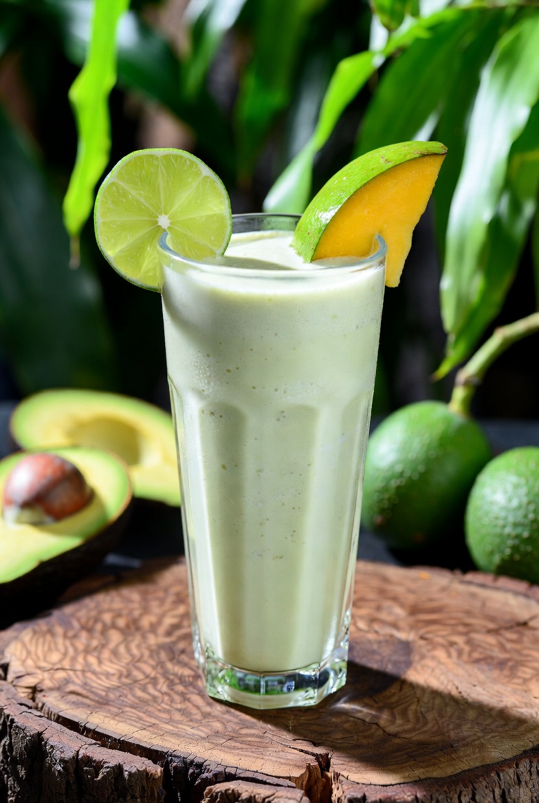 Gabonese Okume (Wild Mango)-Avocado Smoothie in a tall glass